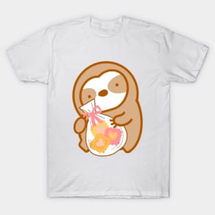 Cute Bag of Valentine Cookies Sloth T-Shirt